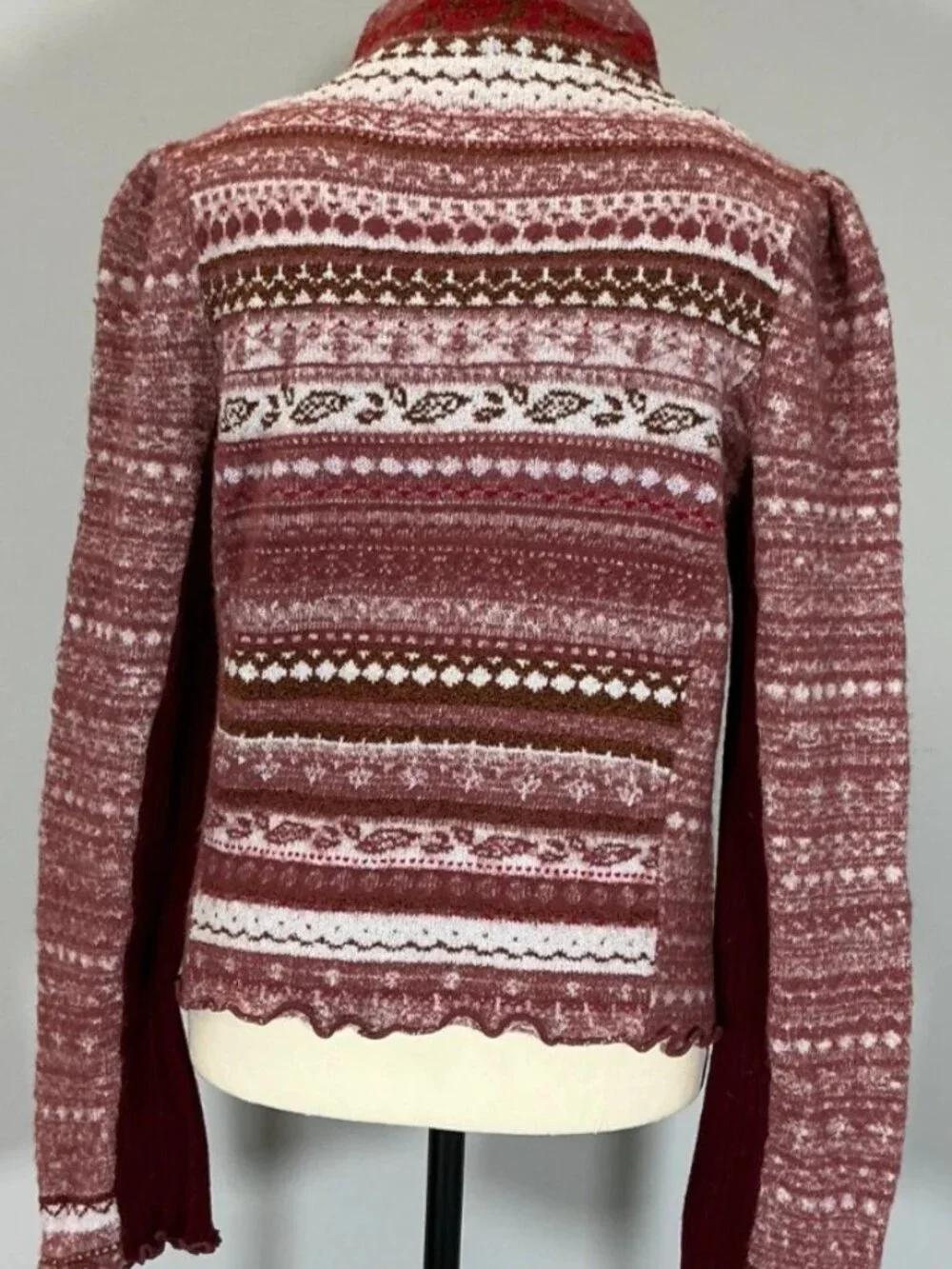 Free People Bali Juniper Rhubarb Combo Turtle Neck Sweater Women's Medium NWT